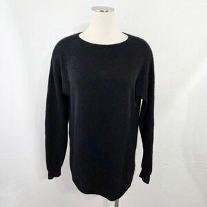 Black Goat Cashmere asymmetric sweater solid black mongolian luxury womens small